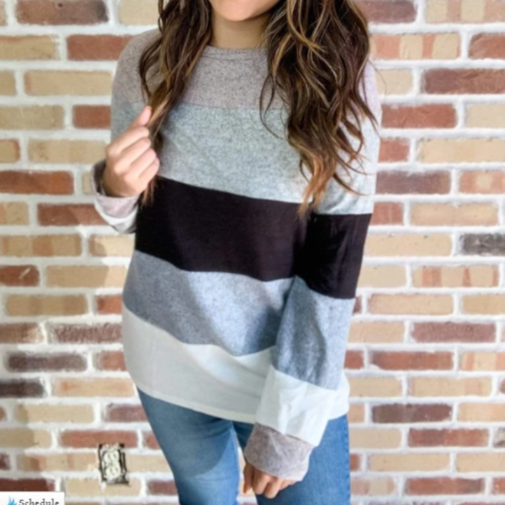 Women's Top CRAZY FOR COLOR BLOCK STRIPED SWEATER